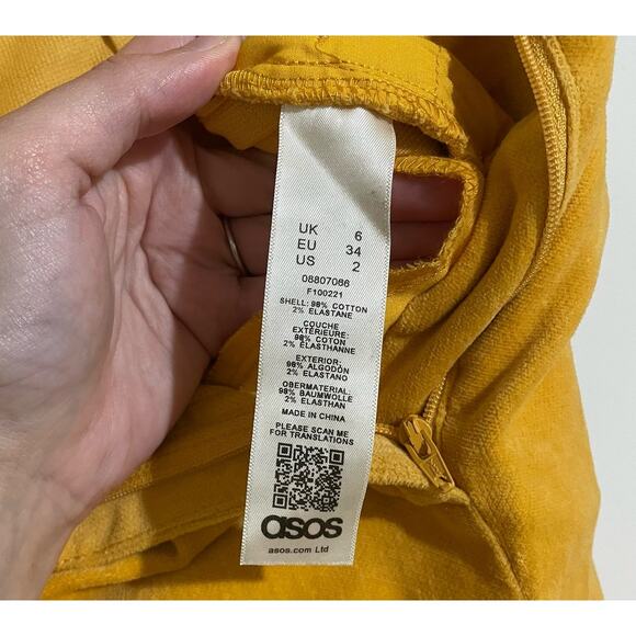 NWT ASOS Mustard Textured Barrel Capri Pant Yellow Size 2 Culotte - Picture 4 of 12